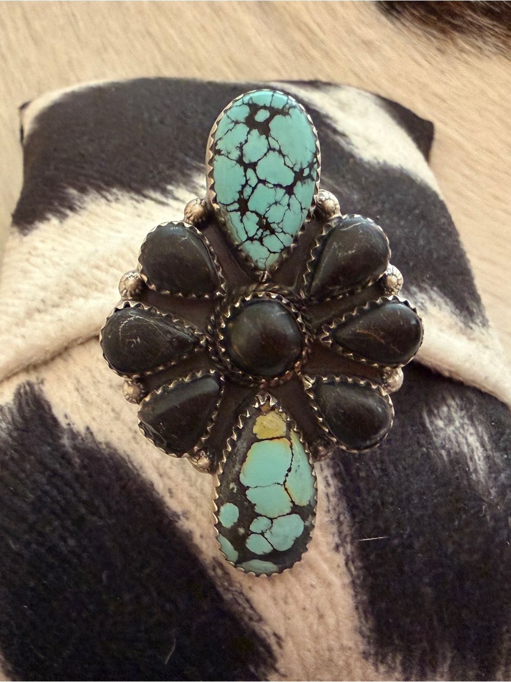 ❤️ High Grade Blue Moon Turquoise Sterling Silver ADJ Statement Ring 16.4 Grams